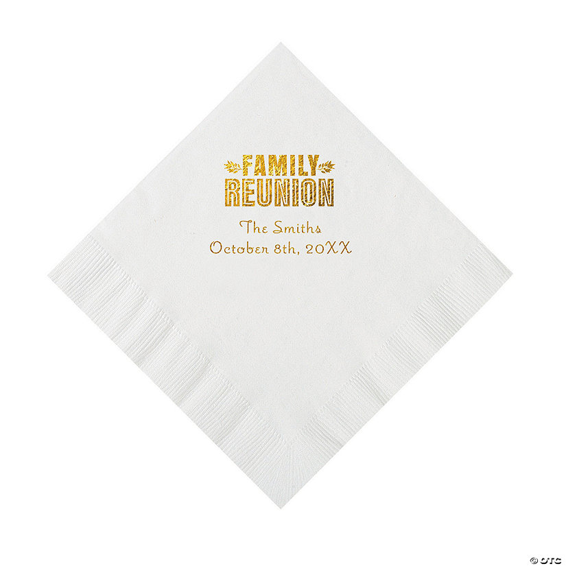 White Family Reunion Personalized Napkins with Gold Foil - 50 Pc. Luncheon Image Thumbnail