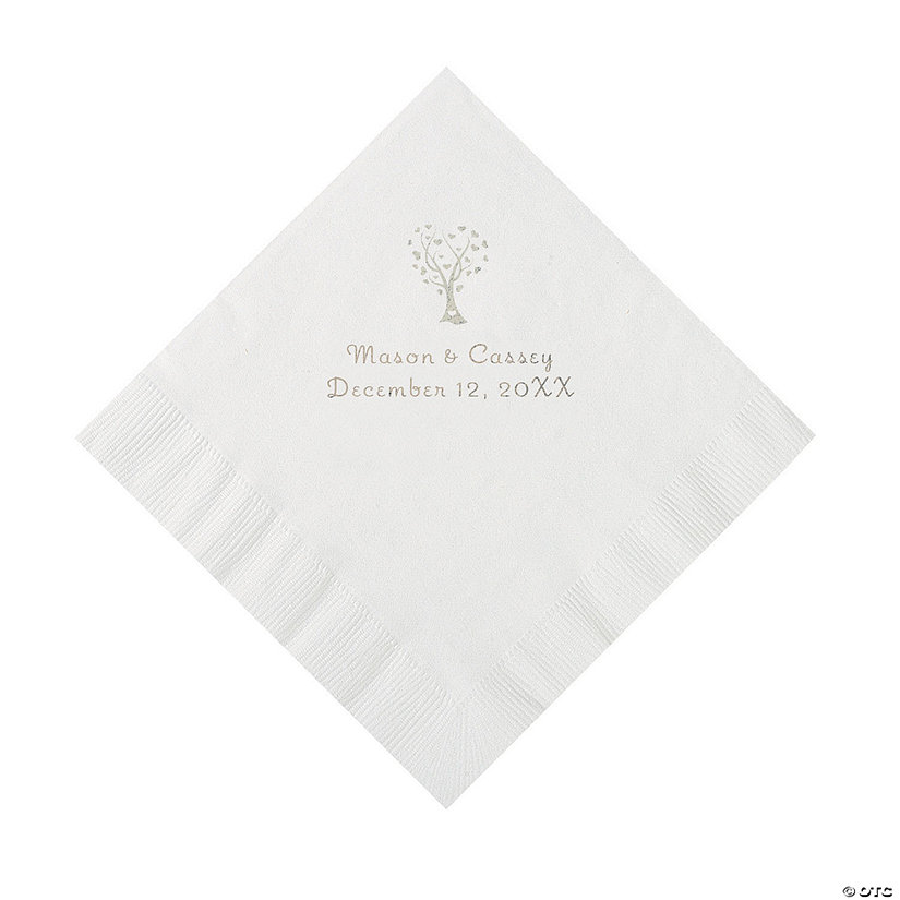 White Love Tree Personalized Napkins - 50 Pc. Luncheon Image