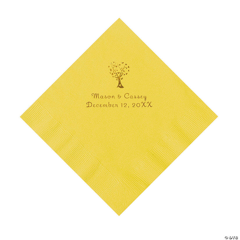 Yellow Love Tree Personalized Napkins with Gold Foil - 50 Pc. Luncheon Image Thumbnail