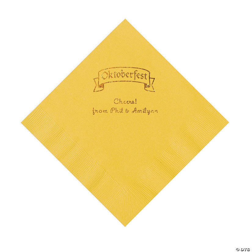 Yellow Oktoberfest Personalized Napkins with Gold Foil - 50 Pc. Luncheon Image Thumbnail