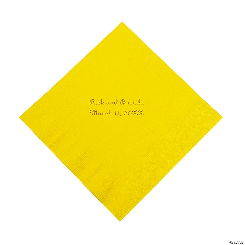 Yellow Personalized Napkins with Gold Foil - Luncheon Image