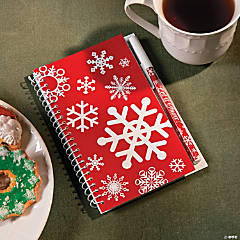 Red & White Snowflake Spiral Notepad & Pen Sets