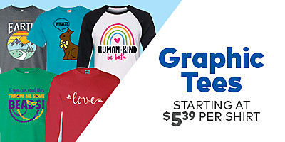 Graphic Tees starting at $4.99 per shirt