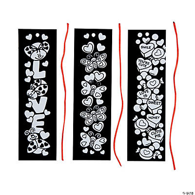 Color Your Own Fuzzy Valentine Bookmarks - 12 Pc.