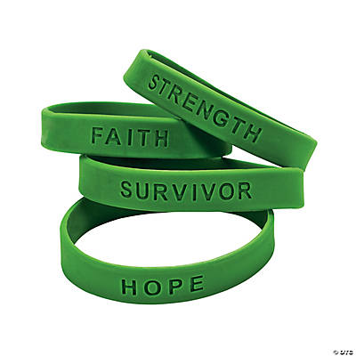 Green Ribbon Awareness Sayings Rubber Bracelets - 24 Pc.