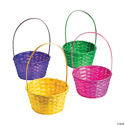 Large Solid Color Bamboo Easter Baskets - 12 Pc.