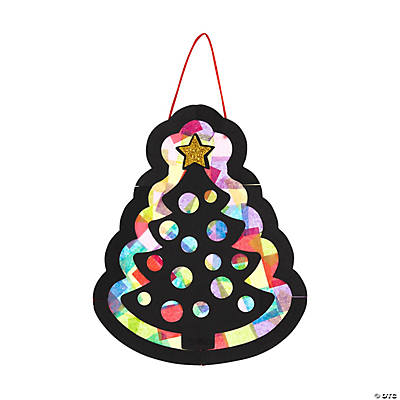 Tissue Paper Christmas Tree Sign Craft Kit- Makes 12