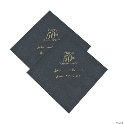 Personalized 50th Anniversary Luncheon Napkins - Gold Print
