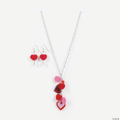 Flocked Hearts Necklace & Earrings