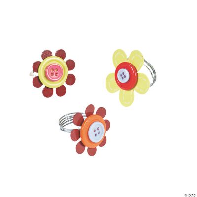 Flower Button Rings