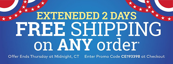 Extended 2 Days! Free Shipping on Any Order*