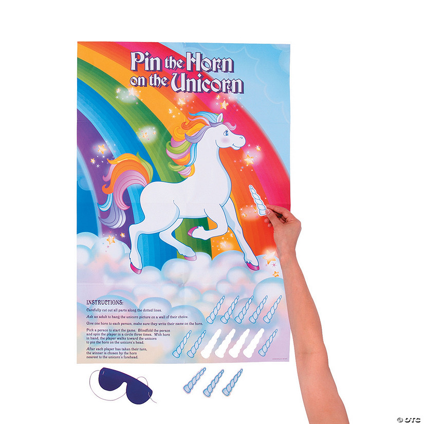 2 PIN THE TAIL AND HORN ON THE UNICORN PARTY GAME Girls Birthday Party Game 0860 