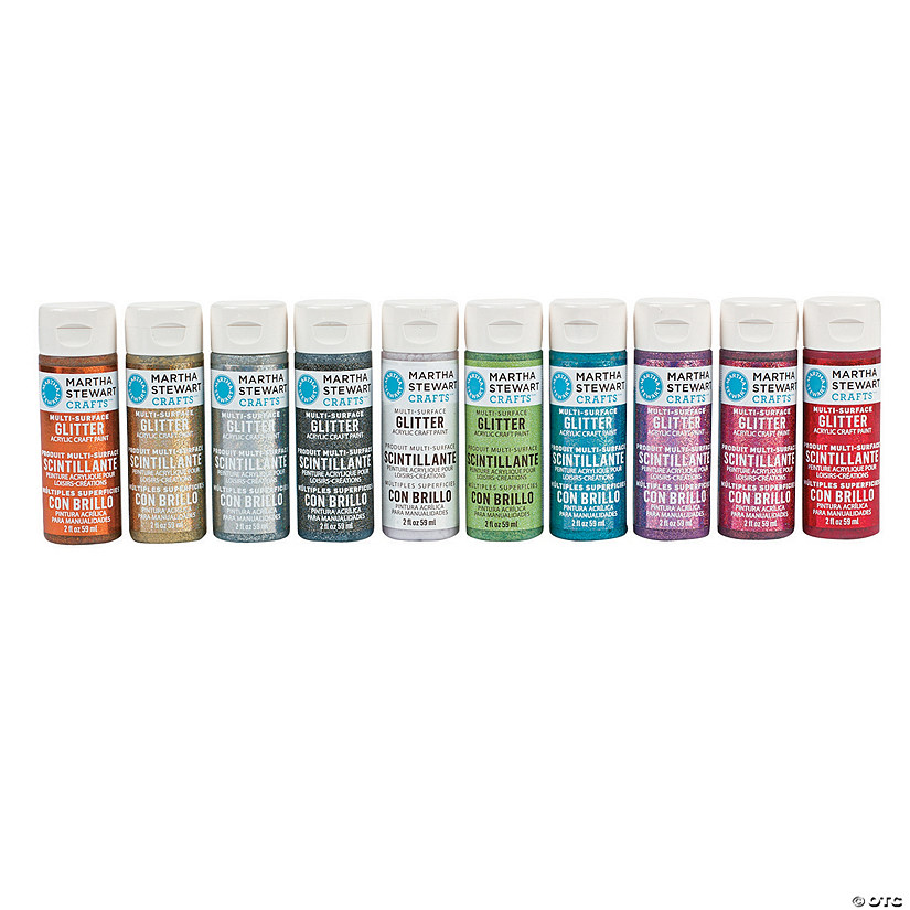 2 Oz Martha Stewart Crafts Glitter Assorted Colors Acrylic Paint Set Of 10 Discontinued - Martha Stewart Craft Paint Colors