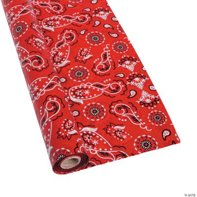 Red Bandana Plastic Tablecloth Roll Oriental Trading