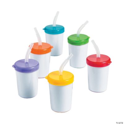 Bulk 48 Pc. DIY Plastic Cups With Lids And Straws