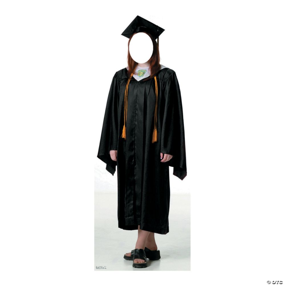 Women's Black Cap & Gown Graduate Cardboard Stand-In Stand-Up
