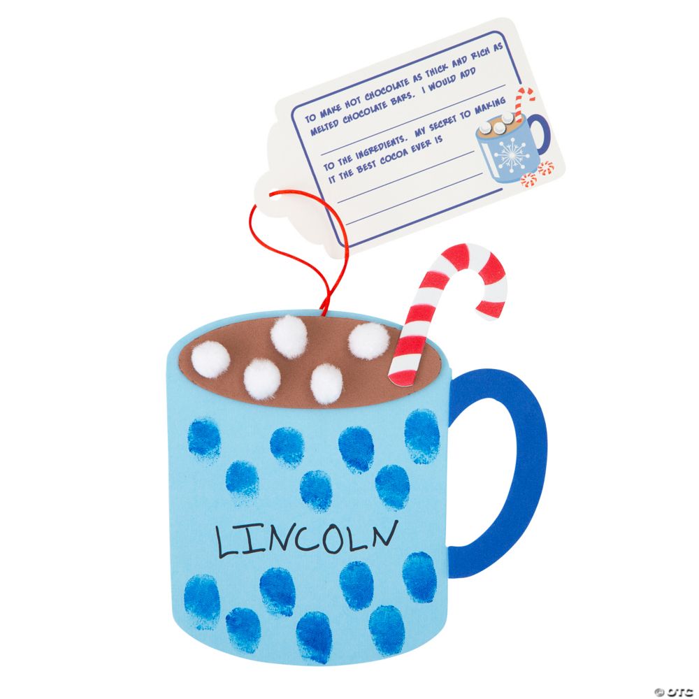 12 Pc 5"x5" Hot Cocoa Thumbprint Ornaments with Card Craft Kit