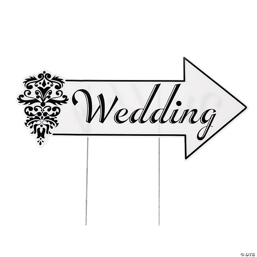 Wedding Directional Yard Sign 20 1/2" x 9 1/2" sign on 16" metal stakes. 
