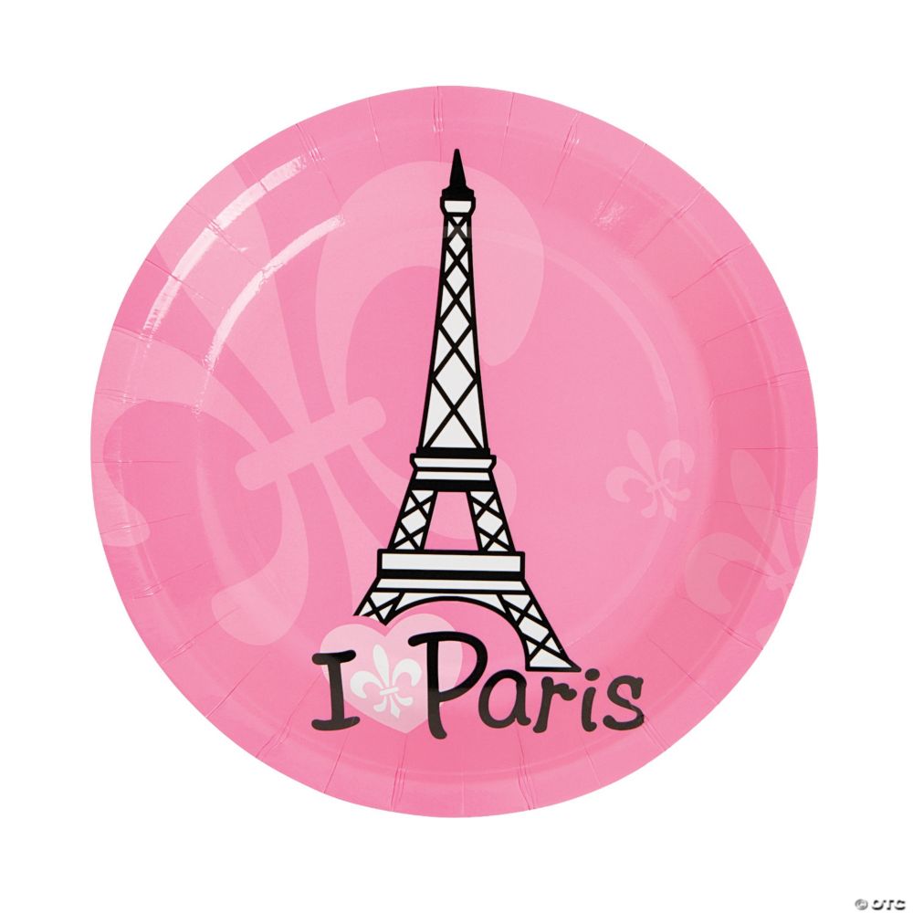 8 Pc Perfectly Paris Party Eiffel Tower Paper Dessert Plates