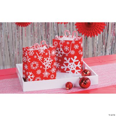 Download Medium Red & White Snowflake Gift Bags With Tags - Party Supplies - 12 Pieces 886102617571 | eBay