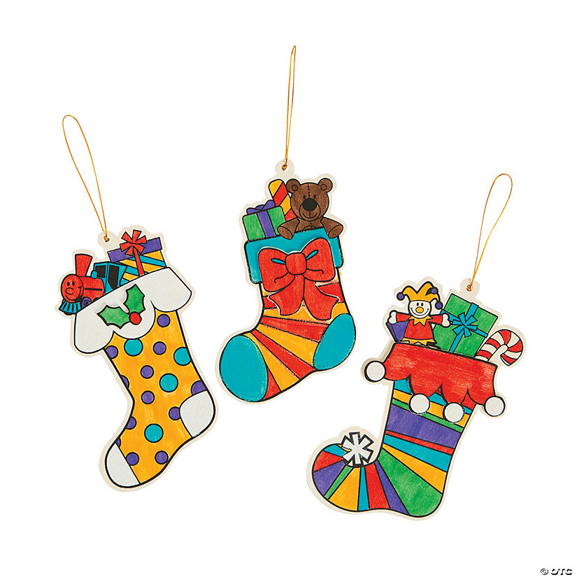 Color Your Own Christmas Stocking Ornaments - Discontinued
