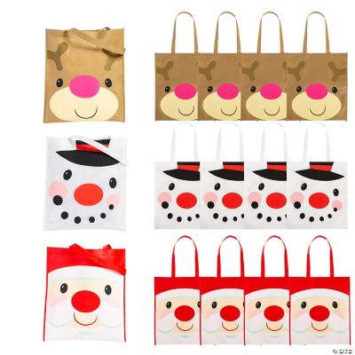 15" x 17" Large Nonwoven Cheery Christmas Tote Bags - 12 Pc.