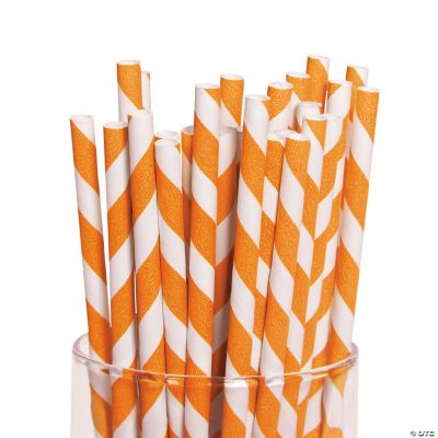 Orange Striped Paper Straws Oriental Trading
