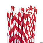 Red Striped Paper Straws - 24 Pc.