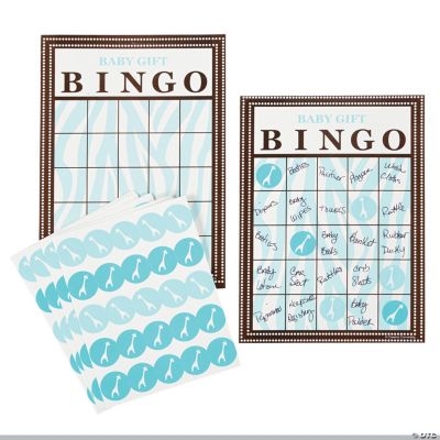 Wild Safari Blue Baby Shower Bingo Game - Discontinued