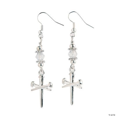 Silver Nail Cross Charm Earrings Craft Kit Discontinued