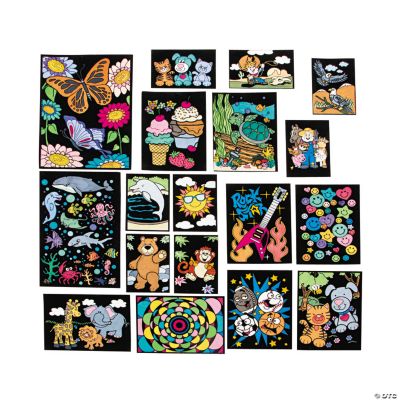 Animal Fun - 6 Pack of Fuzzy Velvet Coloring Posters for Kids and Adults