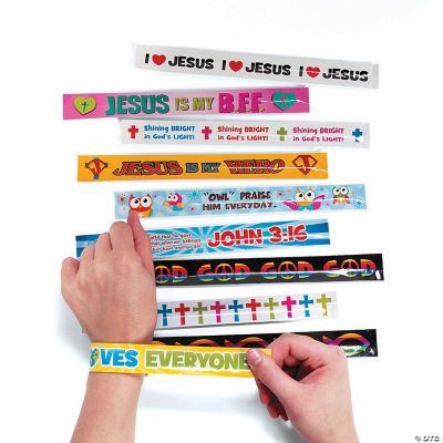 Bulk 50 Pc. Religious Slap Bracelet Assortment Oriental Trading