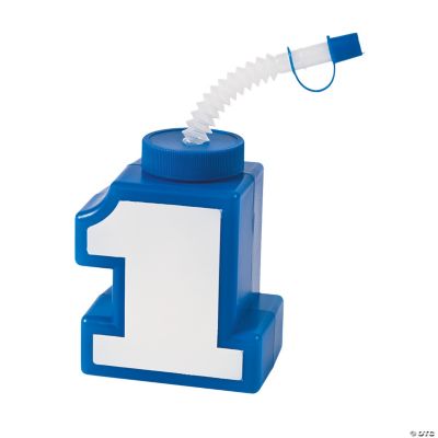 1 Blue Molded Cups with Lids & Straws Discontinued