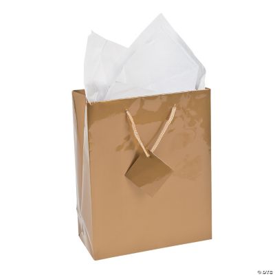 Medium Gold Gift Bags with Tags Oriental Trading