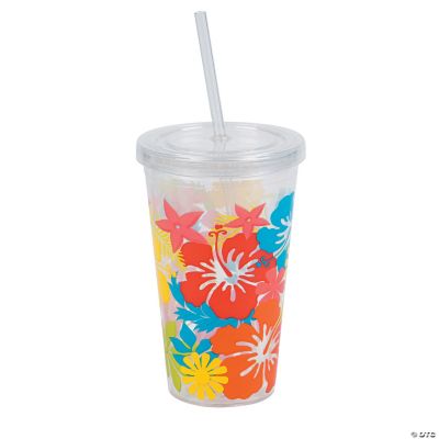 plastic fishbowl tumbler with lid and straw