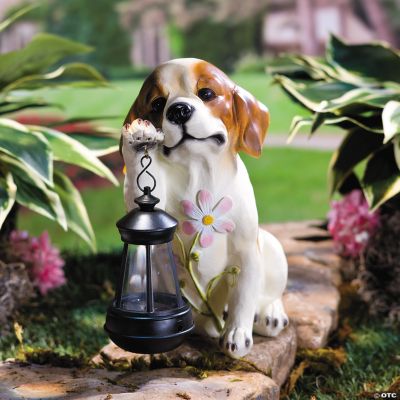 Puppy with Solar Lantern Garden Statue Discontinued