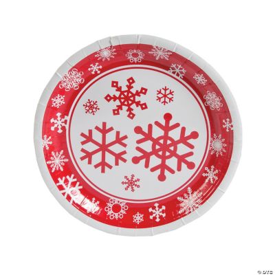 Red & White Snowflake Paper Dinner Plates Discontinued