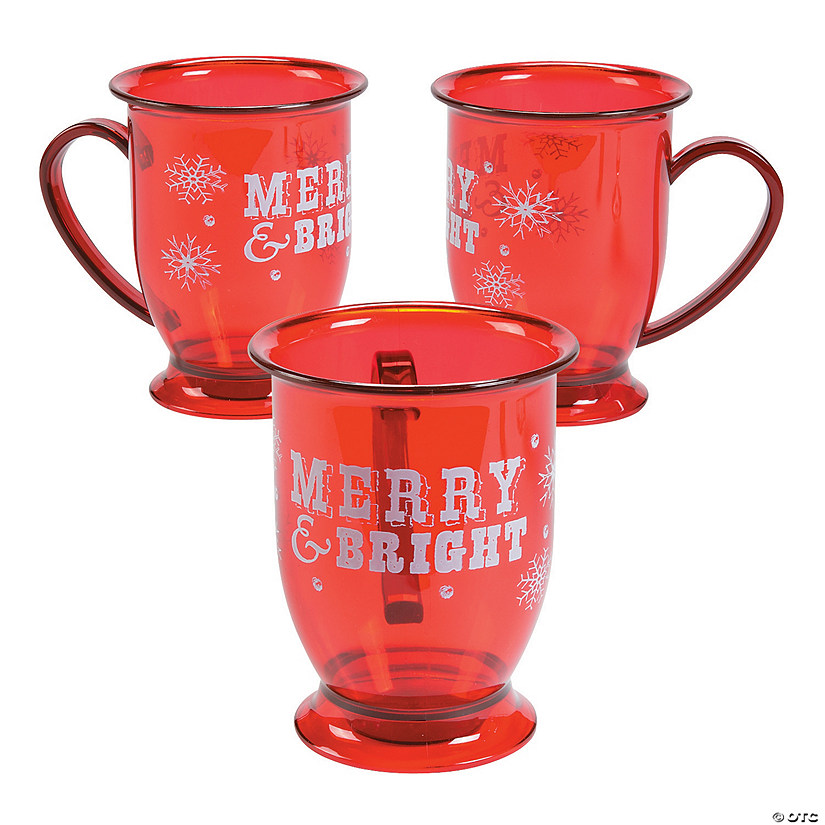Merry & Bright Christmas Plastic Mugs Discontinued