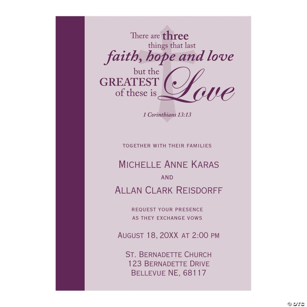 25 Pc 5x7 Personalized Faith Wedding Invitations