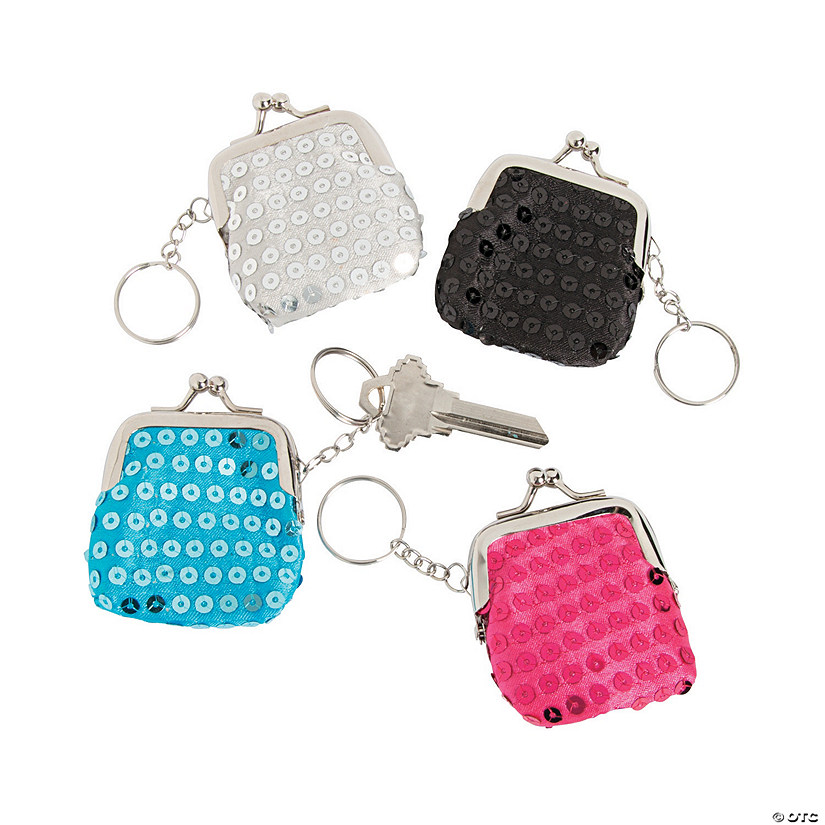 Sequined Mini Coin Purse Keychains - Discontinued