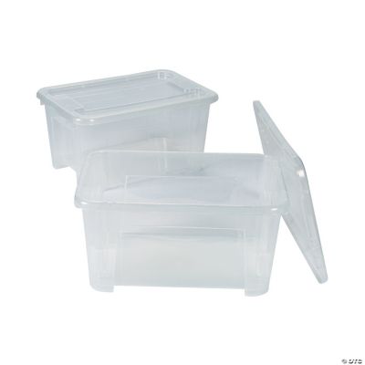 clear storage bins with attached lids