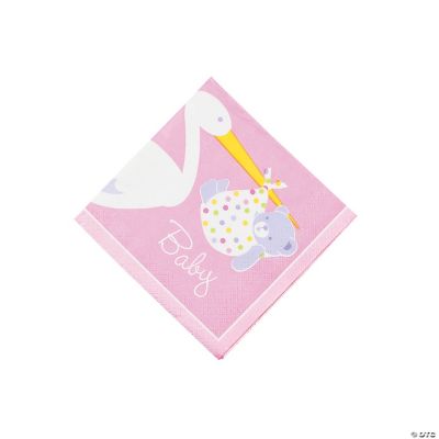 Baby Girl Stork Beverage Napkins Discontinued