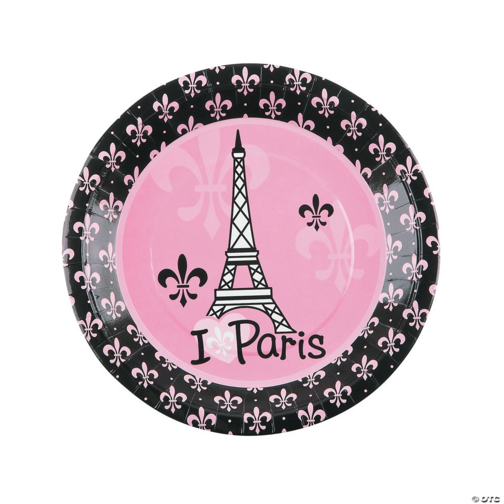 8 Pc Perfectly Paris Party Eiffel Tower Paper Dinner Plates