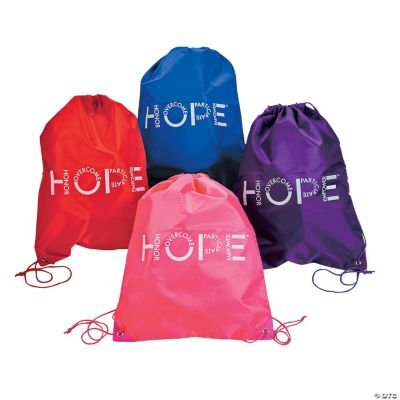 Large Hope Awareness Drawstring Bags Oriental Trading