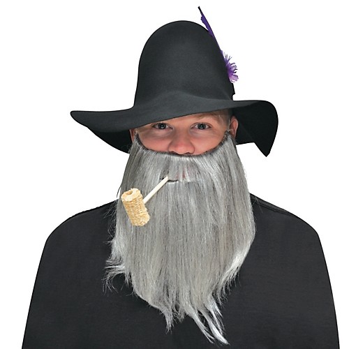 Black Stick On Beard Goatee Facial Hair 5 Pc Set Kit Costume Accessory 
