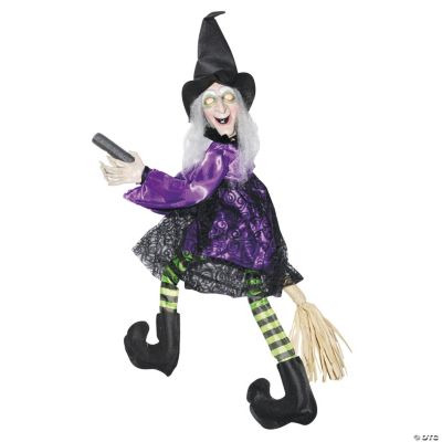 Animated Flying Witch on a Broom Halloween Decoration