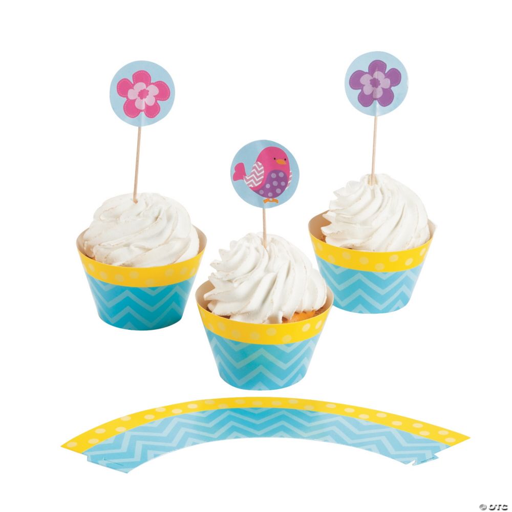 100 Pc Bulk Tweet 1st Birthday Cupcake Wrappers with Picks