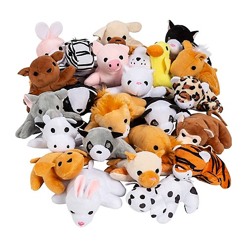 Pack of 24 Collectible Fluffy Plush Animal Friend Assortment Bulk 