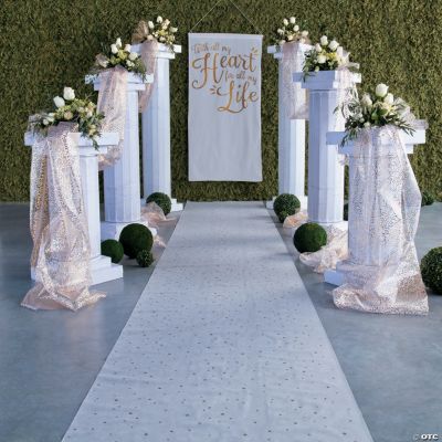 Gold White Wedding Aisle Runner  Party Decor 1 Piece 