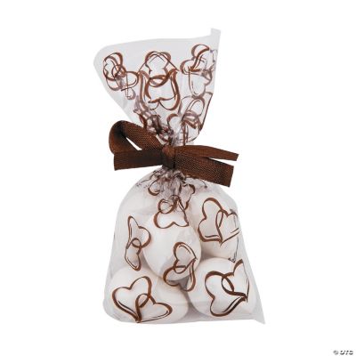 Mini Chocolate Brown Two Hearts Cellophane Bags | Oriental ...